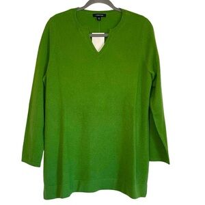 NEW Land’s End Women’s 100% Cashmere Long Sleeve Split Neck Long Sweater, Sz LP